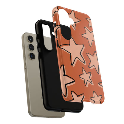 Burnt Orange Doodle Star Phone Case