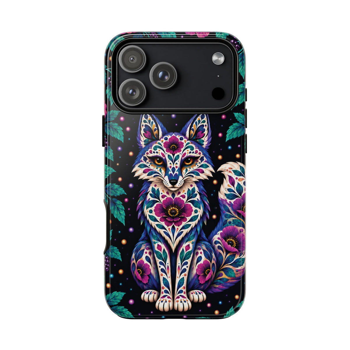 Vibrant Purple and Teal Calavera Fox Phone Case - Multicolor Phone Case - iPhone 17 Pro Max / Glossy
