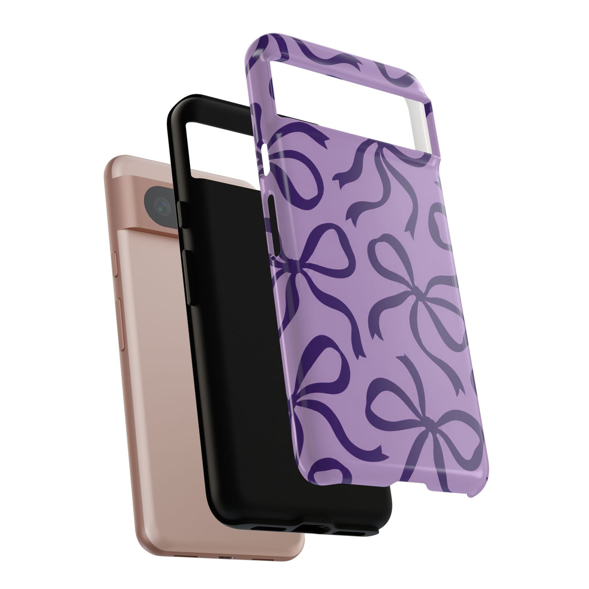 Bold Lilac and Deep Purple Bow Pattern Phone Case