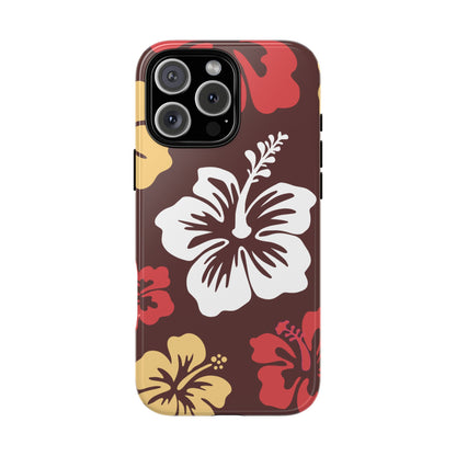 iPhone 16 Pro Max / Glossy Phone Case - ’Hibiscus Retro Pattern #2’ Phone Case