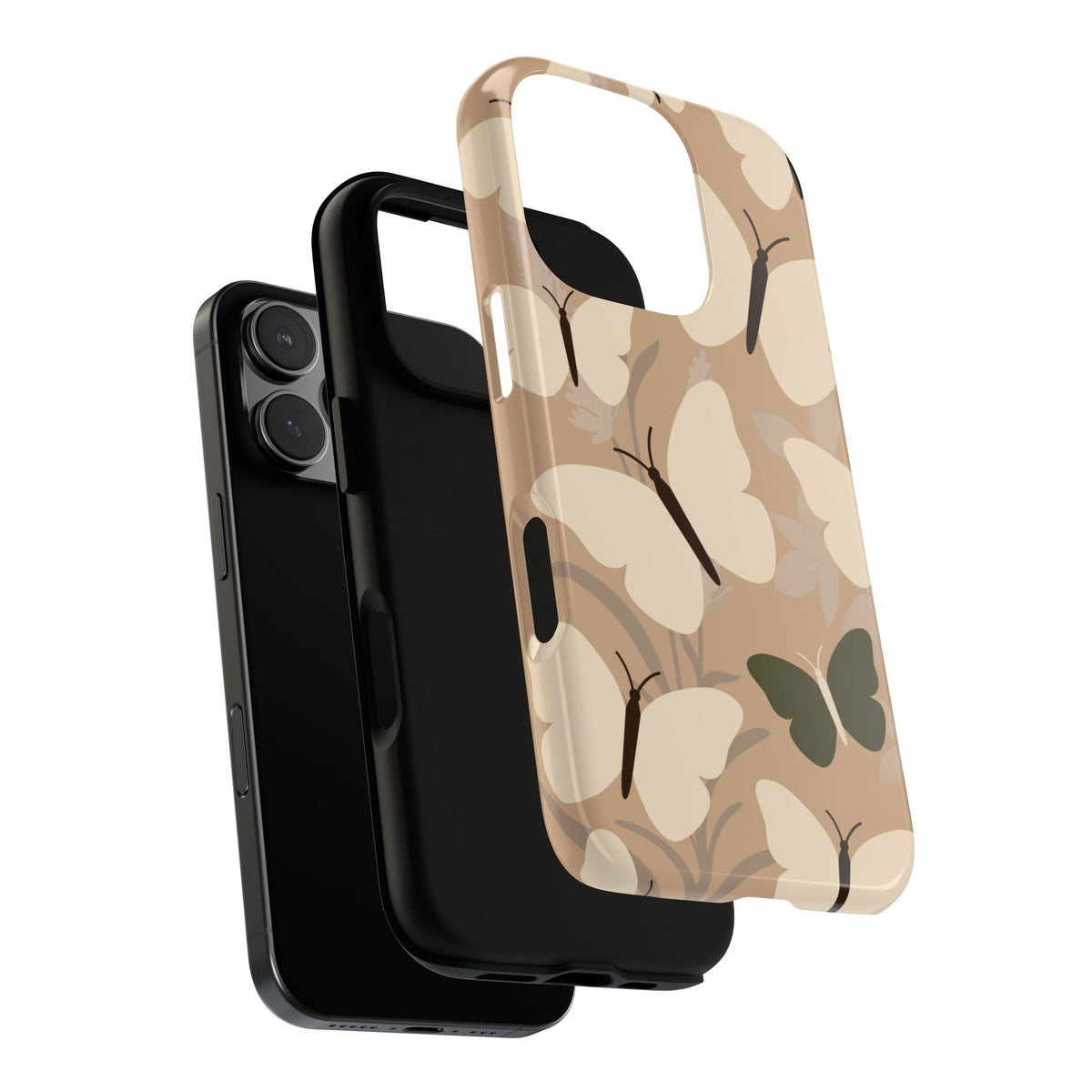 Minimalist Beige Butterfly Pattern Phone Case - Beige Phone Case