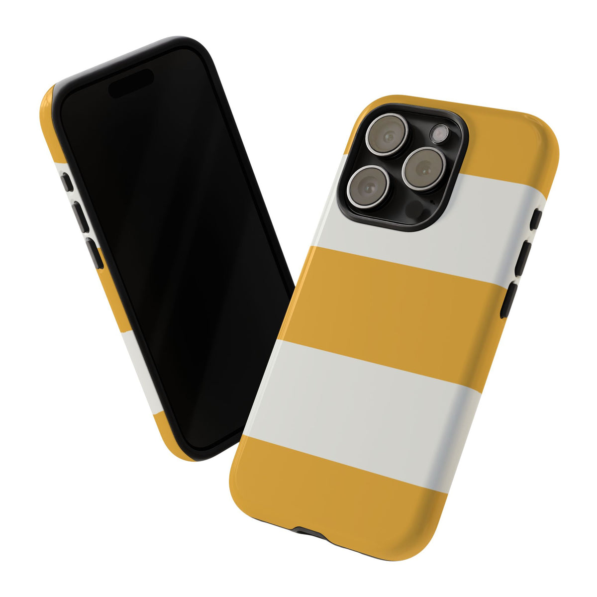 Yellow & White Horizontal Stripe Pattern Phone Case - Yellow Phone Case