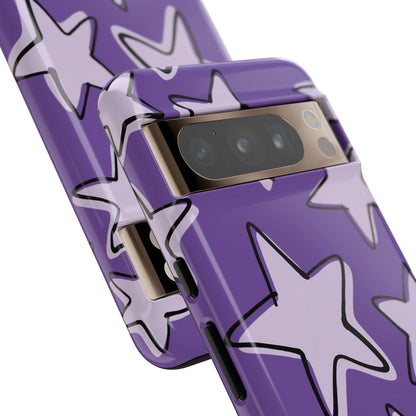 Violet Purple Doodle Star Phone Case