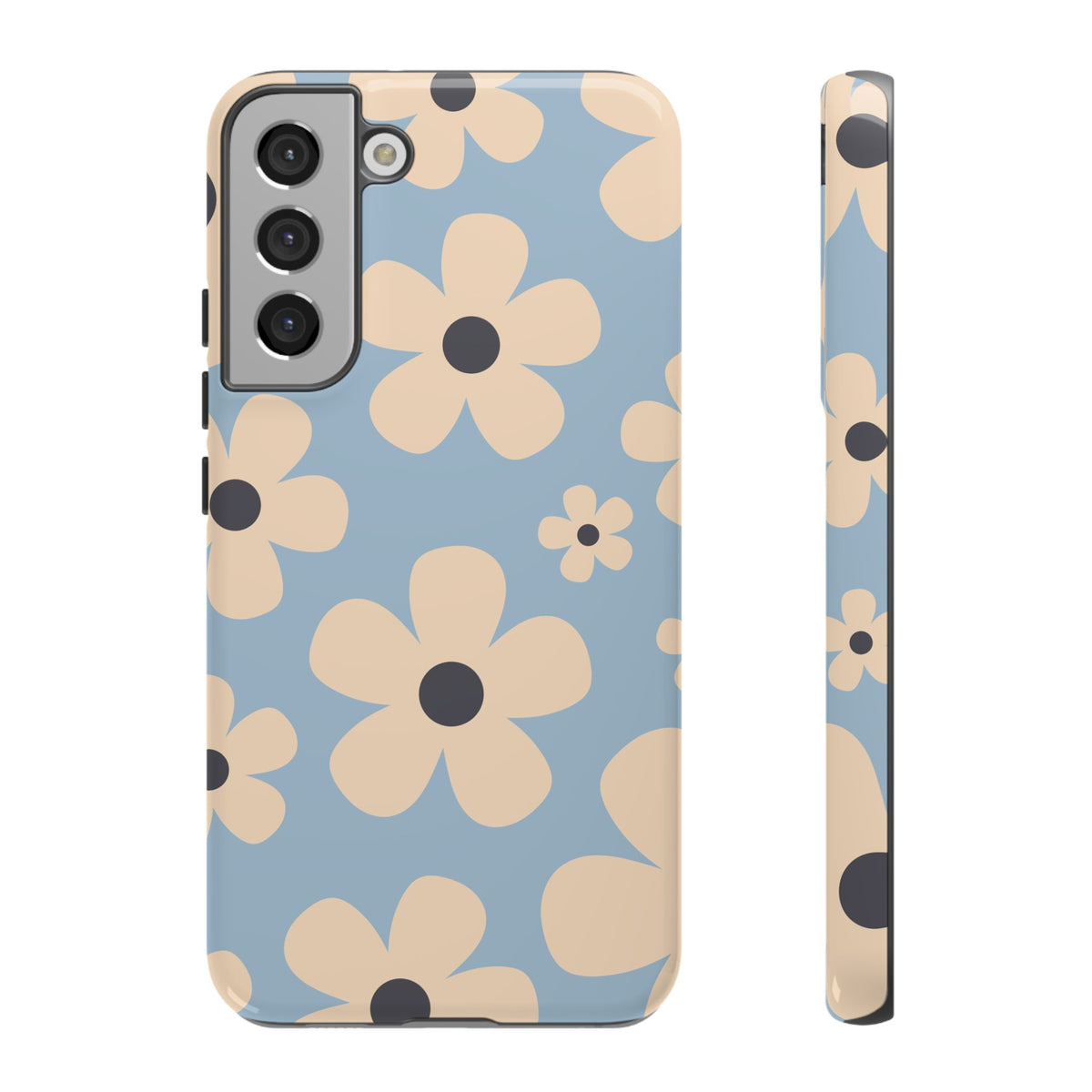 Cute Light Blue & Cream Daisy Pattern Phone Case - Blue Phone Case - Samsung Galaxy S22 Plus / Glossy