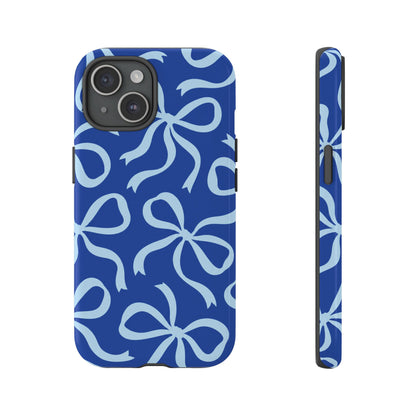 Bold Cobalt Blue and Powder Blue Bow Pattern Phone Case