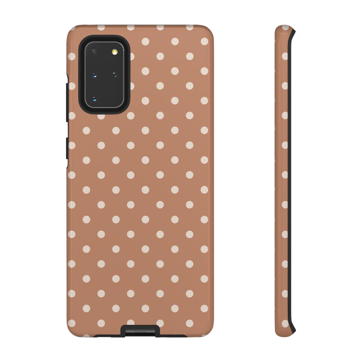 Samsung Galaxy S20+ / Glossy Phone Case - Brown with White Dot Pattern Phone Case