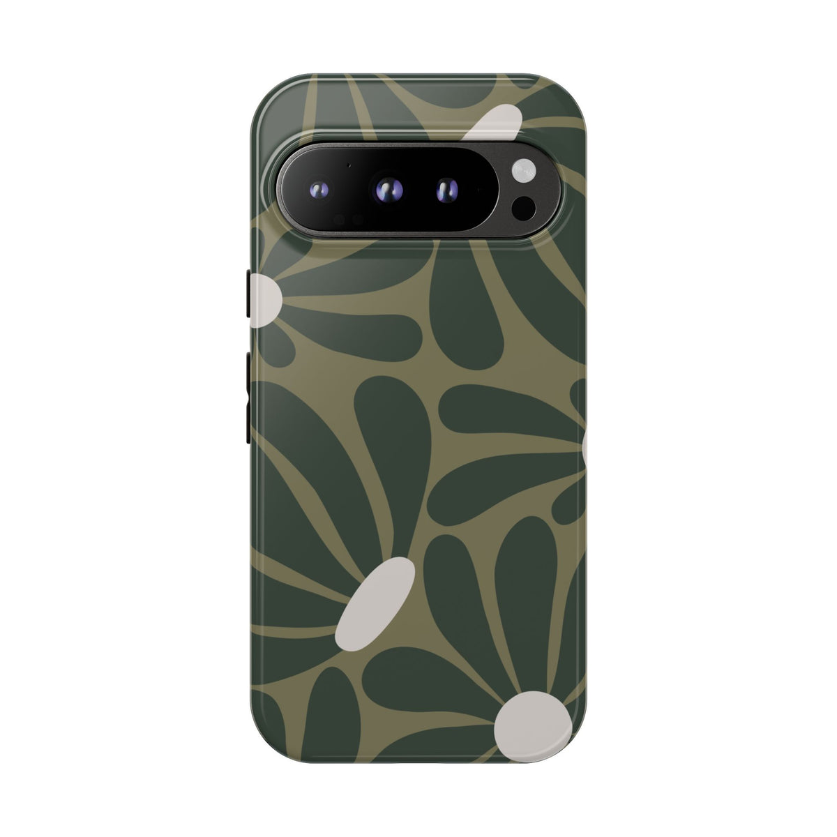Retro Olive Green Daisy Pattern Phone Case - Green Phone Case - Google Pixel 9 Pro / Glossy