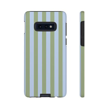 Samsung Galaxy S10E / Glossy Phone Case - Trendy Ice Blue & Green Stripe Pattern Phone Case