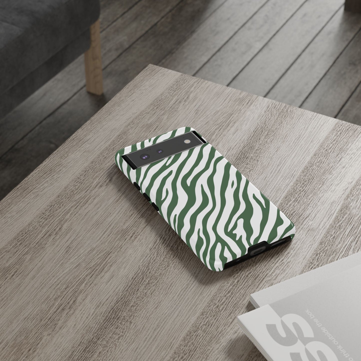Stylish Sage Zebra Print Phone Case