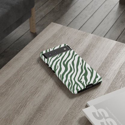 Stylish Sage Zebra Print Phone Case