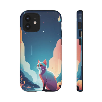Stylised Cat Design Phone Case - Multicolor Phone Case - iPhone 12 Mini / Glossy