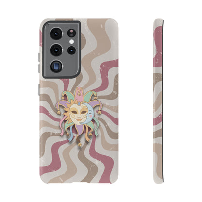Sun & Moon Jester Mask – Pink Retro Wave Phone Case - Pink Phone Case - Samsung Galaxy S21 Ultra / Glossy