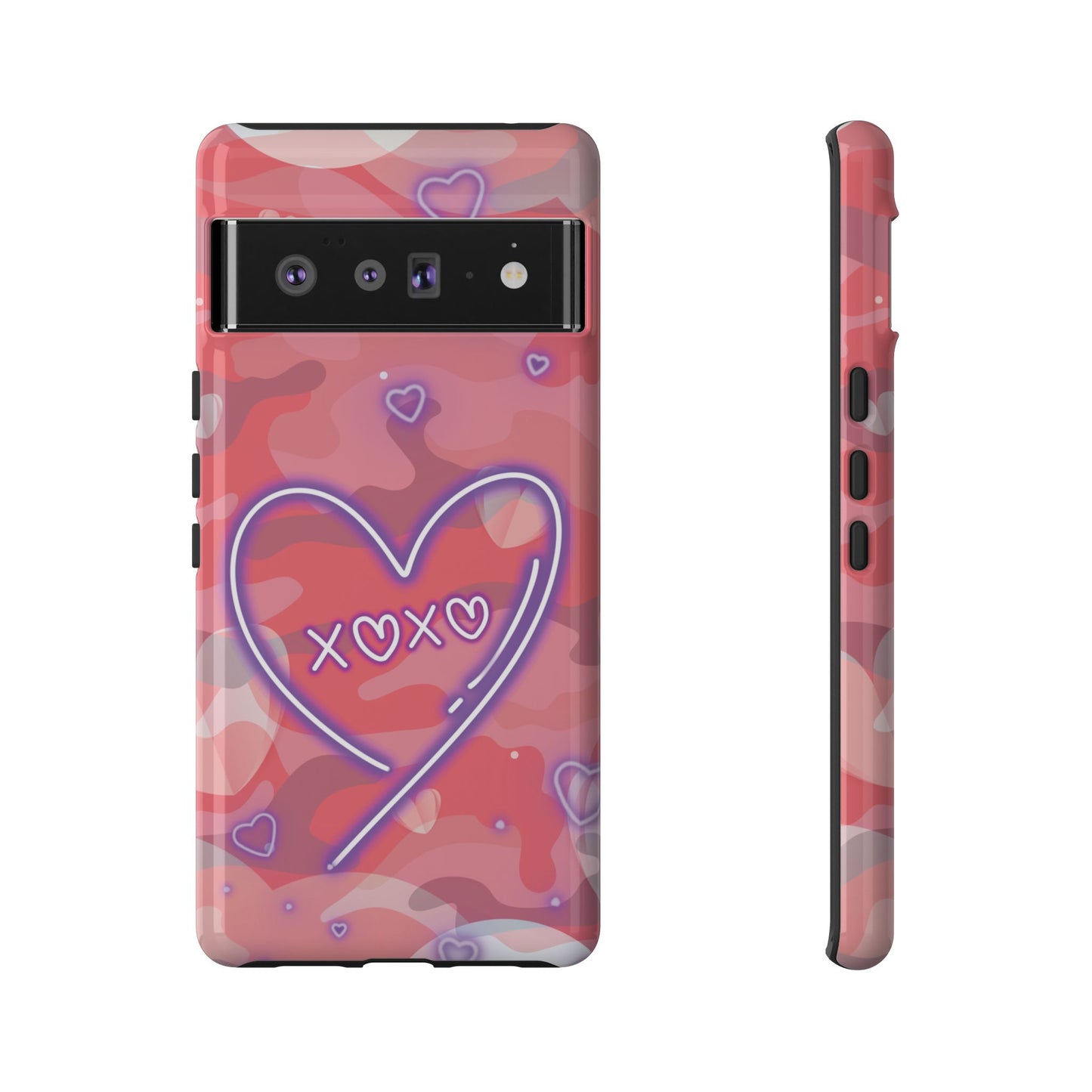 Love Heart Neon Camo Phone Case - Pink Phone Case - Google Pixel 6 Pro / Glossy