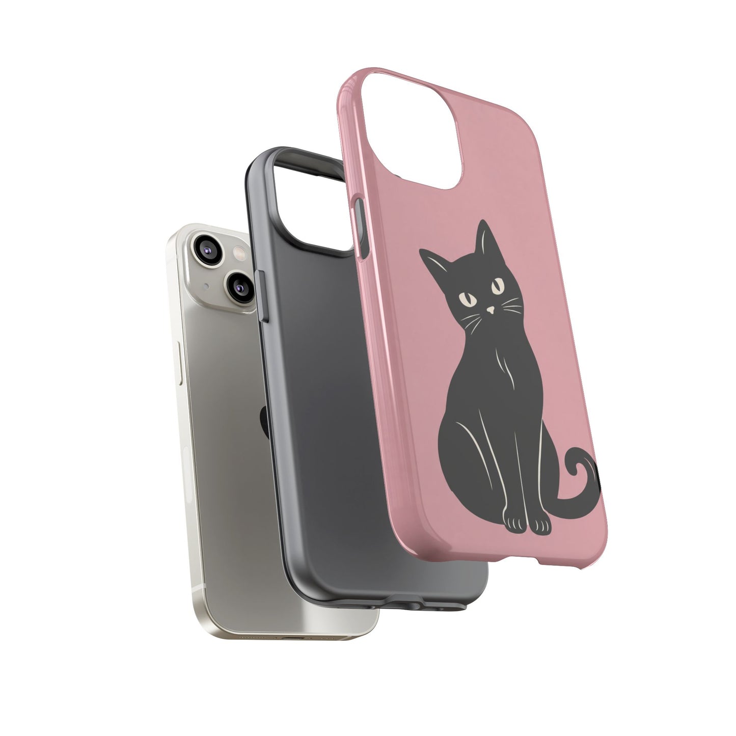 Minimalist Blush Pink & Black Cat Phone Case