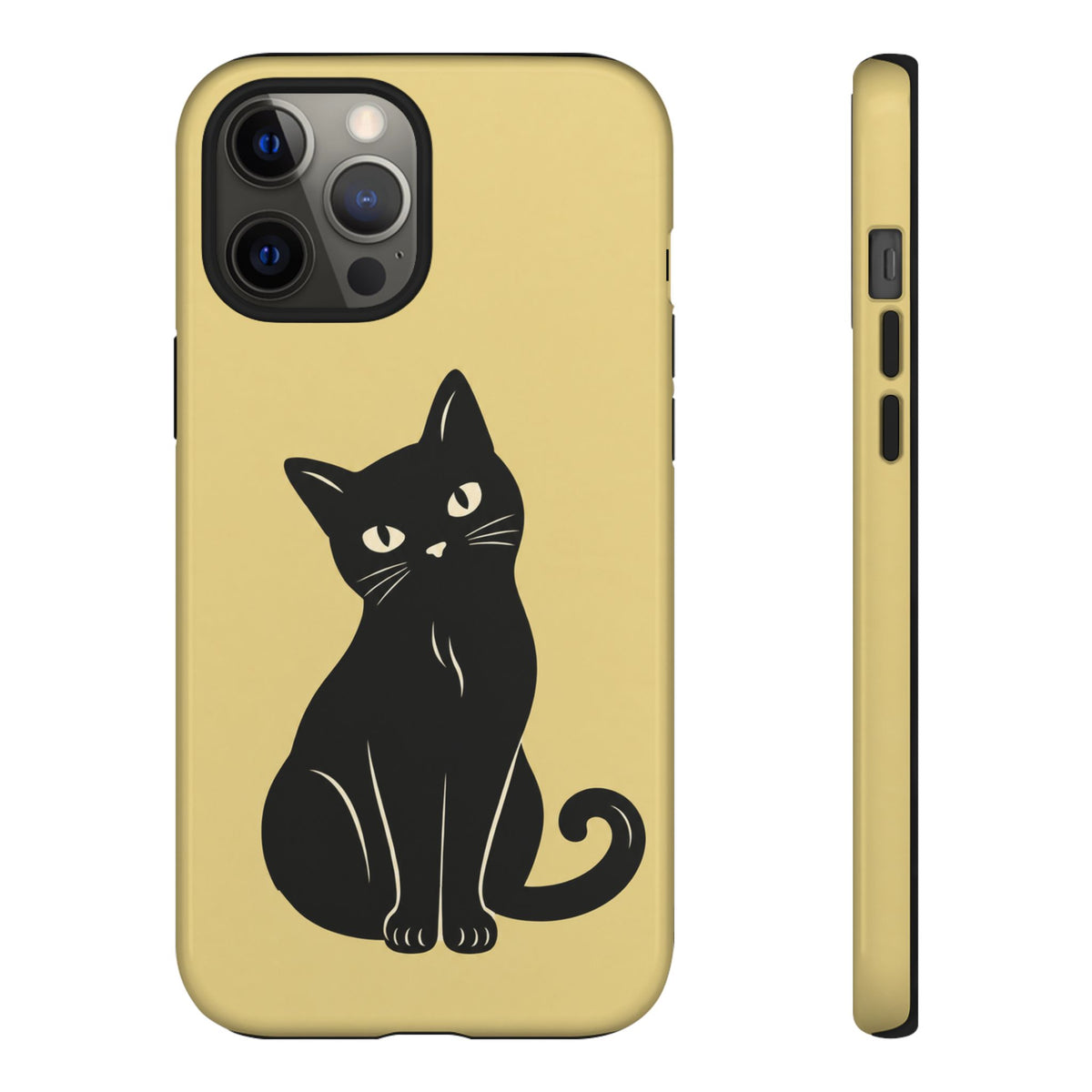 Minimalist Butter Yellow & Black Cat Phone Case