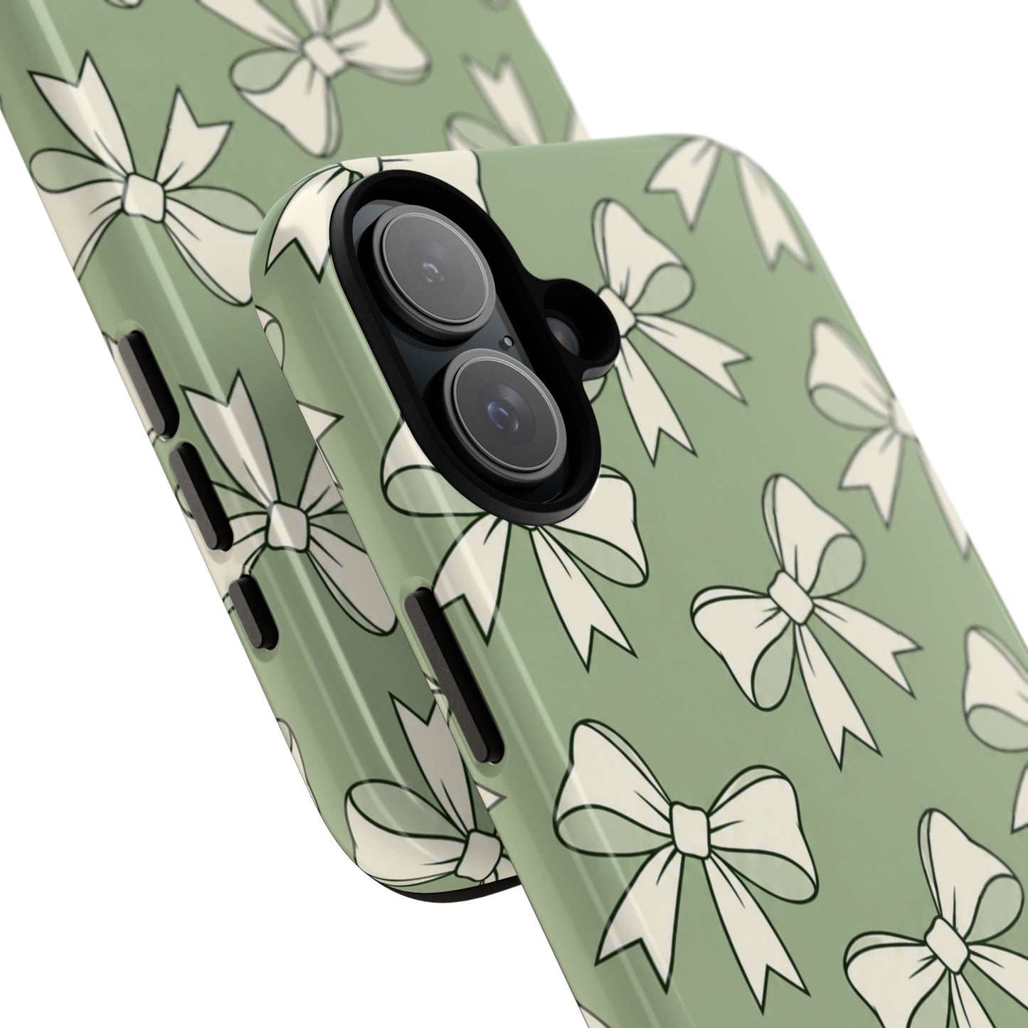 Chic Sage Green Bow Pattern Phone Case
