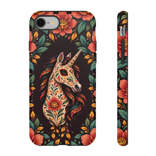 Elegant Terracotta and Teal Calavera Unicorn Phone Case - Phone Case - iPhone 8 / Glossy