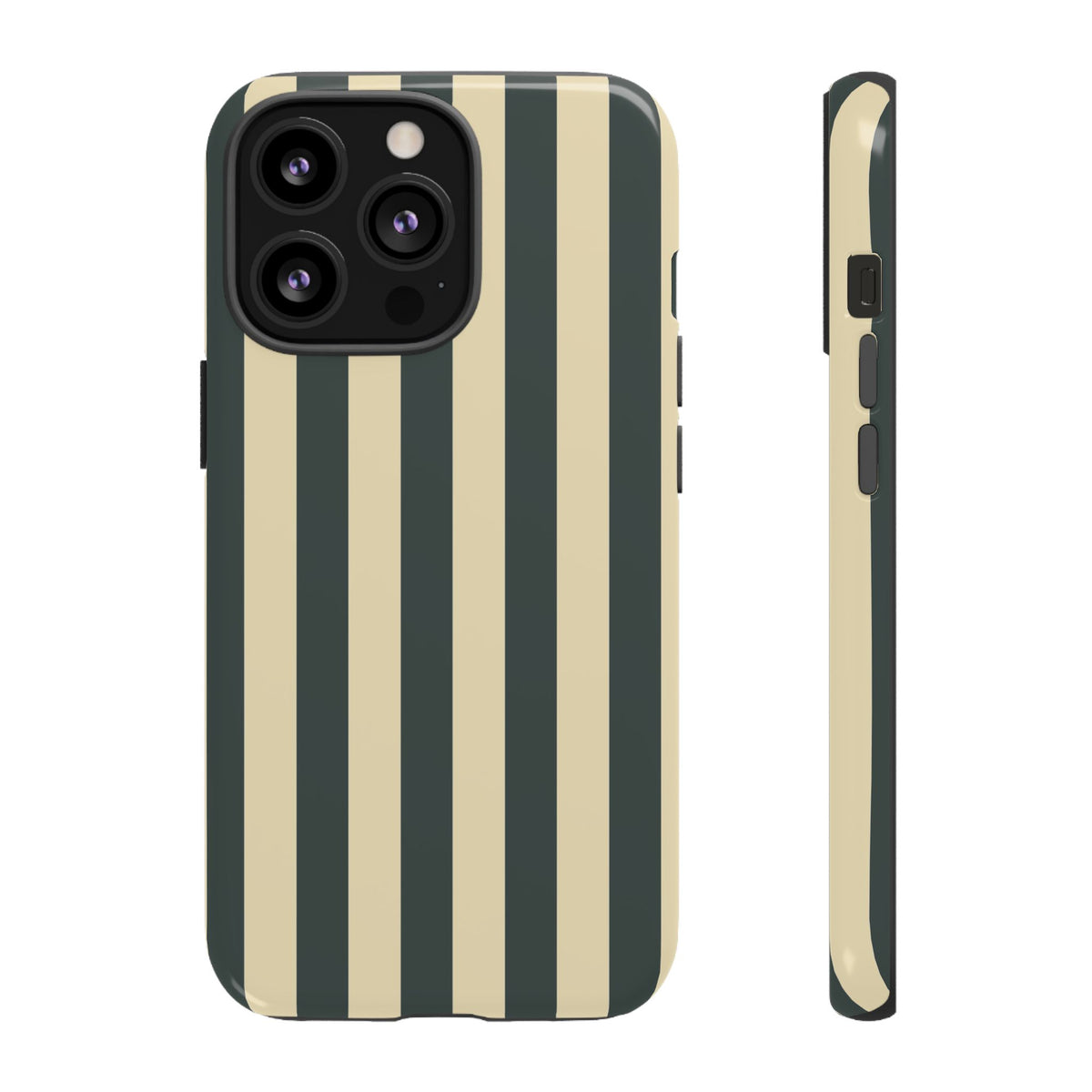 Green & Beige Stripe Pattern Phone Case - Green Phone Case - iPhone 13 Pro / Glossy