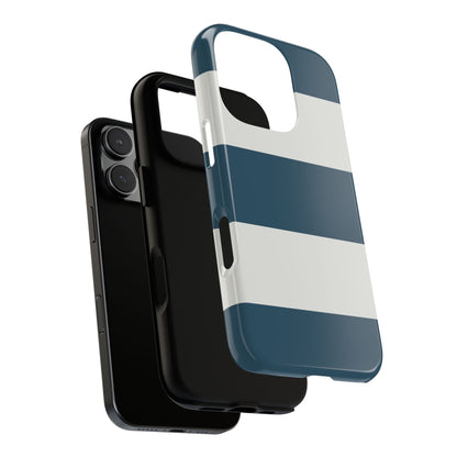 Blue & White Horizontal Stripe Pattern Phone Case - Blue Phone Case