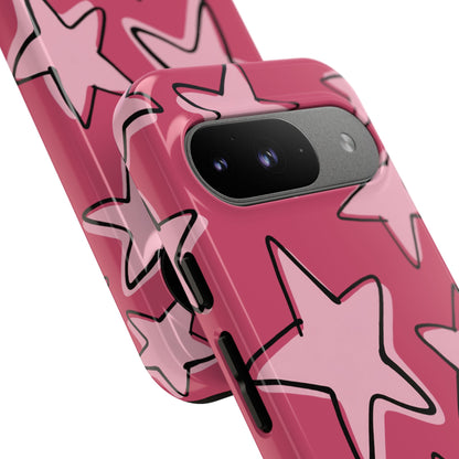 Raspberry Pink Doodle Star Phone Case