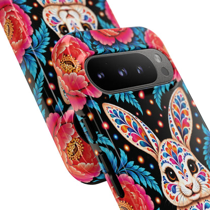 Cute Pink and Turquoise Calavera Bunny Phone Case - Multicolor Phone Case