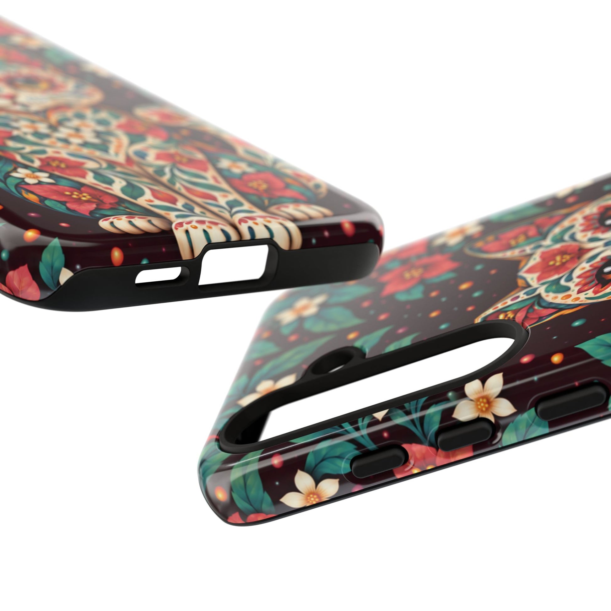Vibrant Terracotta and Teal Calavera Cat Phone Case - Multicolor Phone Case