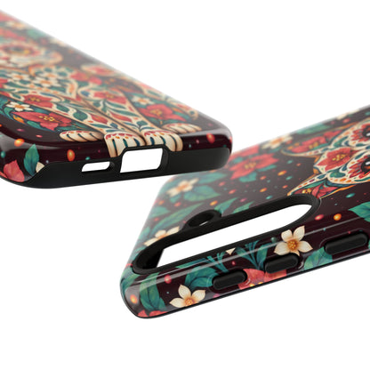 Vibrant Terracotta and Teal Calavera Cat Phone Case - Multicolor Phone Case