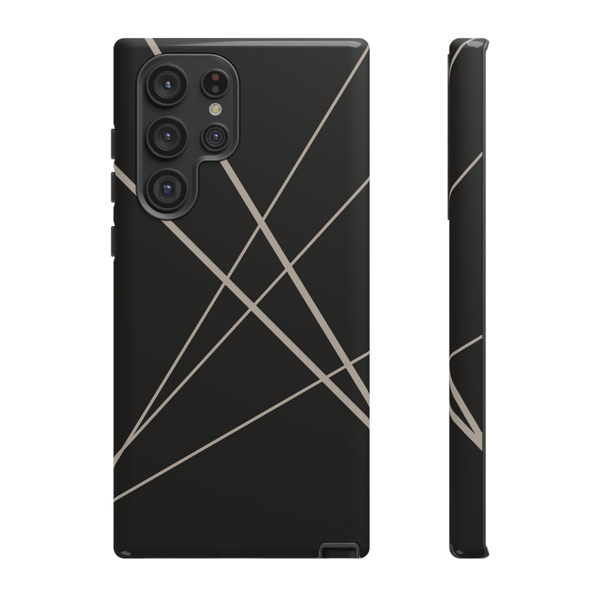 Abstract Black with Grey Lines Phone Case - Black Phone Case - Samsung Galaxy S22 Ultra / Glossy