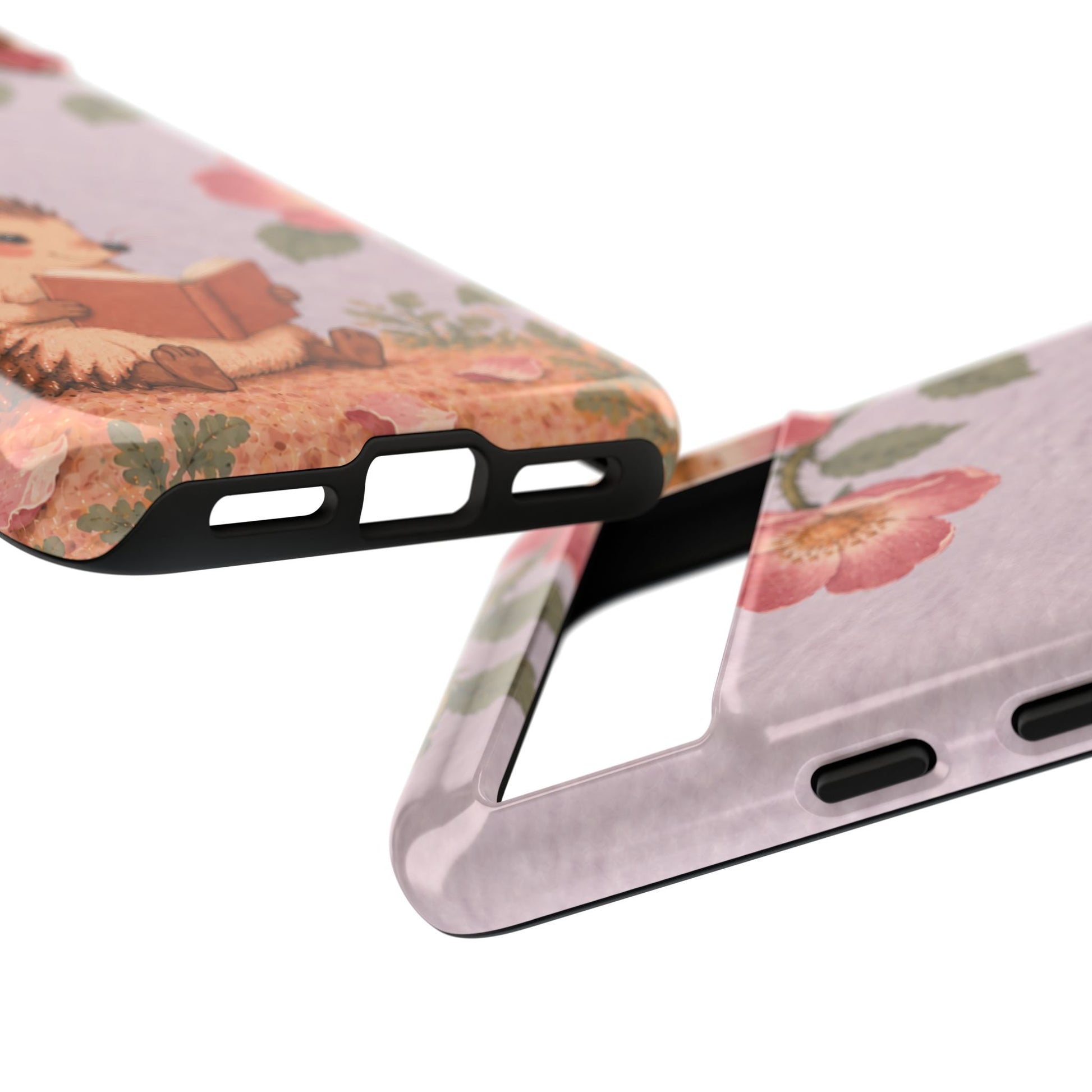 Whimsical Lilac Hedgehog and Wild Rose Phone Case - Purple Phone Case