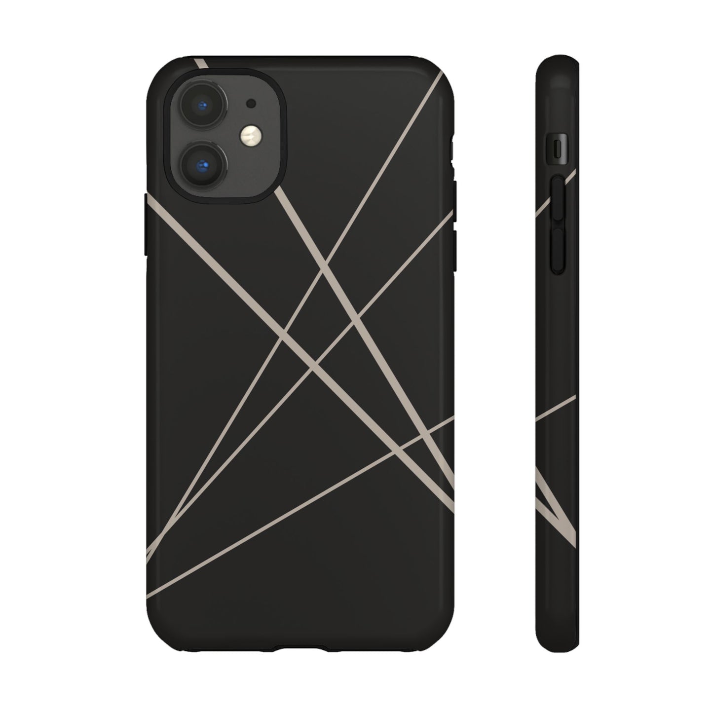 iPhone 11 / Glossy Phone Case - Abstract Black with Grey Lines Phone Case