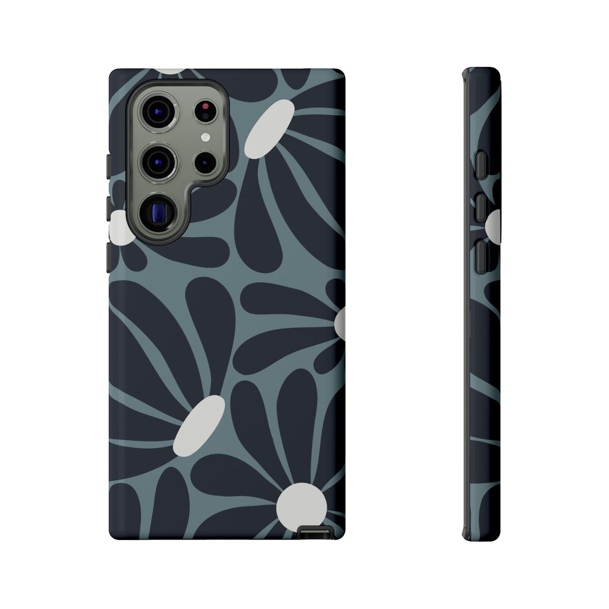 Retro Navy Blue & White Daisy Pattern Phone Case - Blue Phone Case - Samsung Galaxy S23 Ultra / Glossy