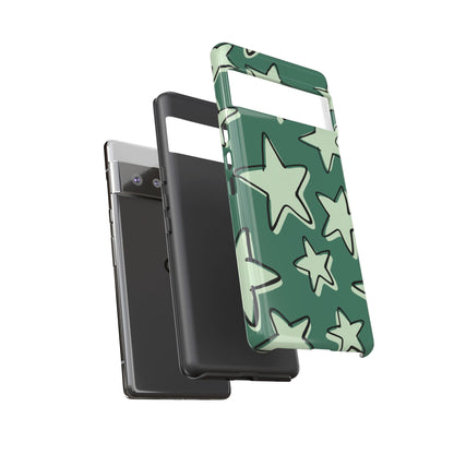 Forest Green Doodle Star Phone Case