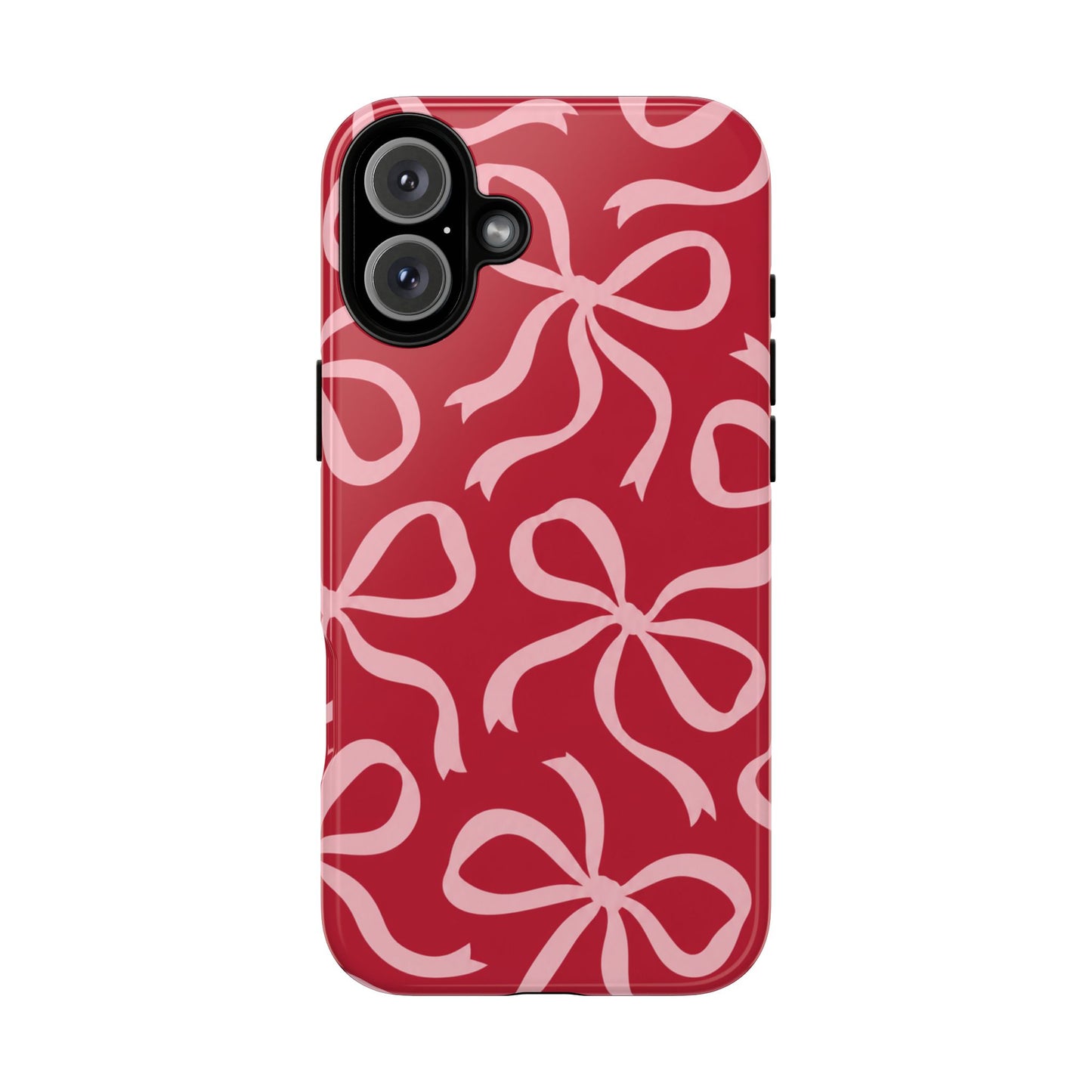 Bold Raspberry Red and Blush Pink Bow Pattern Phone Case