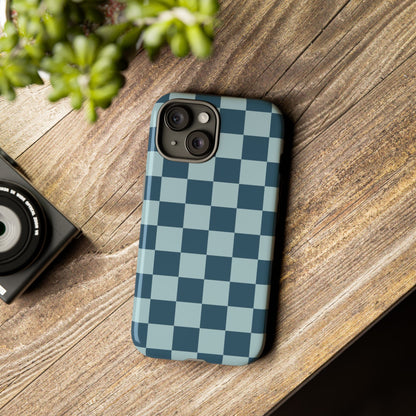 Blue Checked Pattern Phone Case - Blue Phone Case