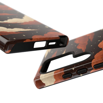 Illustrated Burnt Orange Clouds & Stars Phone Case