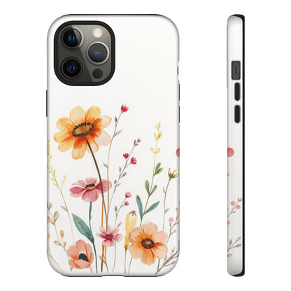 iPhone 12 Pro Max / Glossy Phone Case - Boho Chic Watercolour Wild Blooms Pattern Phone Case