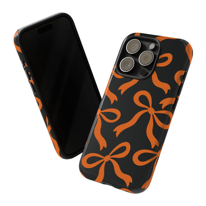Bold Black and Burnt Orange Bow Pattern Phone Case - Black Phone Case