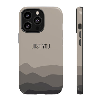 iPhone 13 Pro / Glossy Phone Case - Minimalist Beige Waves ’Just You’ Statement Phone Case