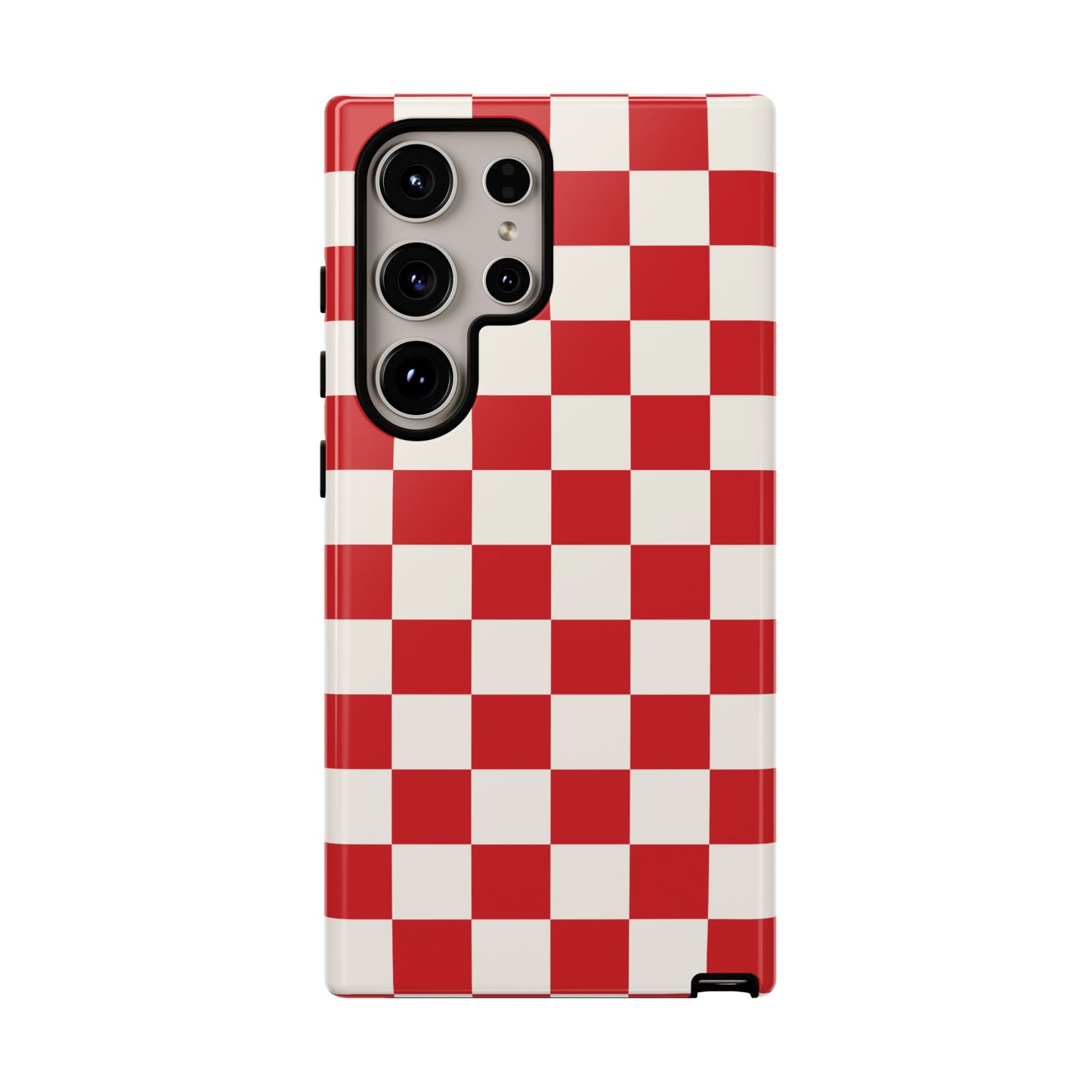 Samsung Galaxy S24 Ultra / Glossy Phone Case - ’Red Checkered Pattern’ Phone Case