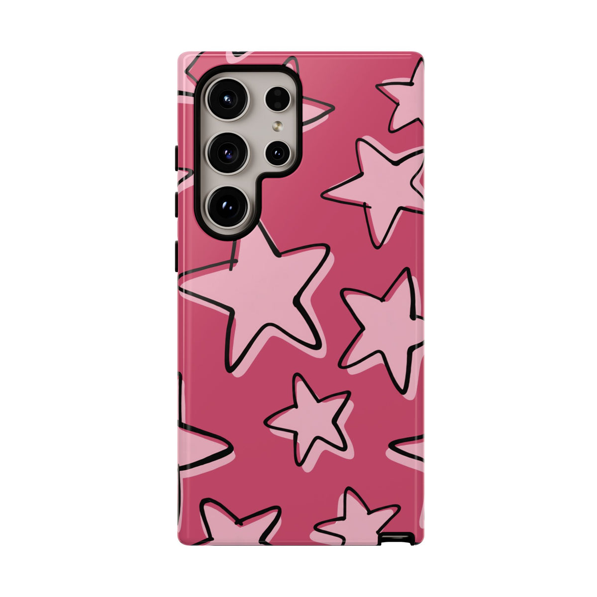 Raspberry Pink Doodle Star Phone Case