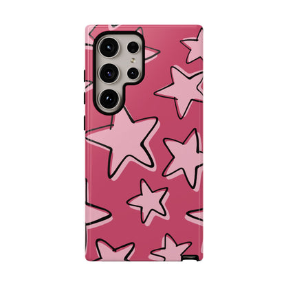 Raspberry Pink Doodle Star Phone Case