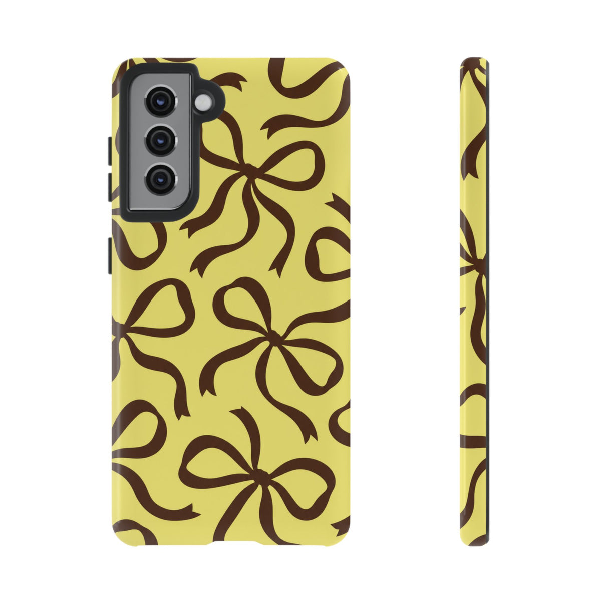 Bold Butter Yellow and Chocolate Brown Bow Pattern Phone Case