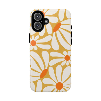 iPhone 16 Plus / Glossy Phone Case - Retro Yellow Daisy Pattern Phone Case