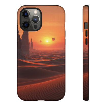 Twin Suns Desert World Sci-fi Phone Case - Orange Phone Case - iPhone 12 Pro Max / Glossy