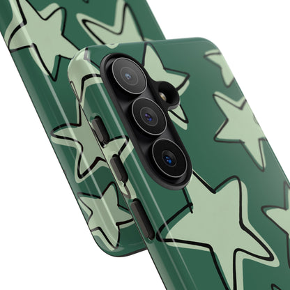 Forest Green Doodle Star Phone Case