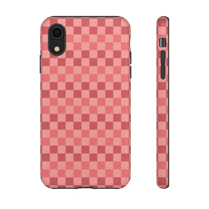 iPhone XR / Glossy Phone Case - ’Bold Pink Checkered Pattern’ Phone Case