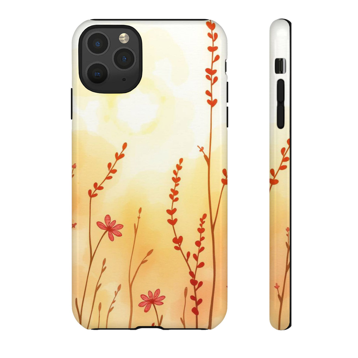 Boho Chic Watercolour Wildflower Dusk Pattern Phone Case - Multicolor Phone Case - iPhone 11 Pro Max / Glossy