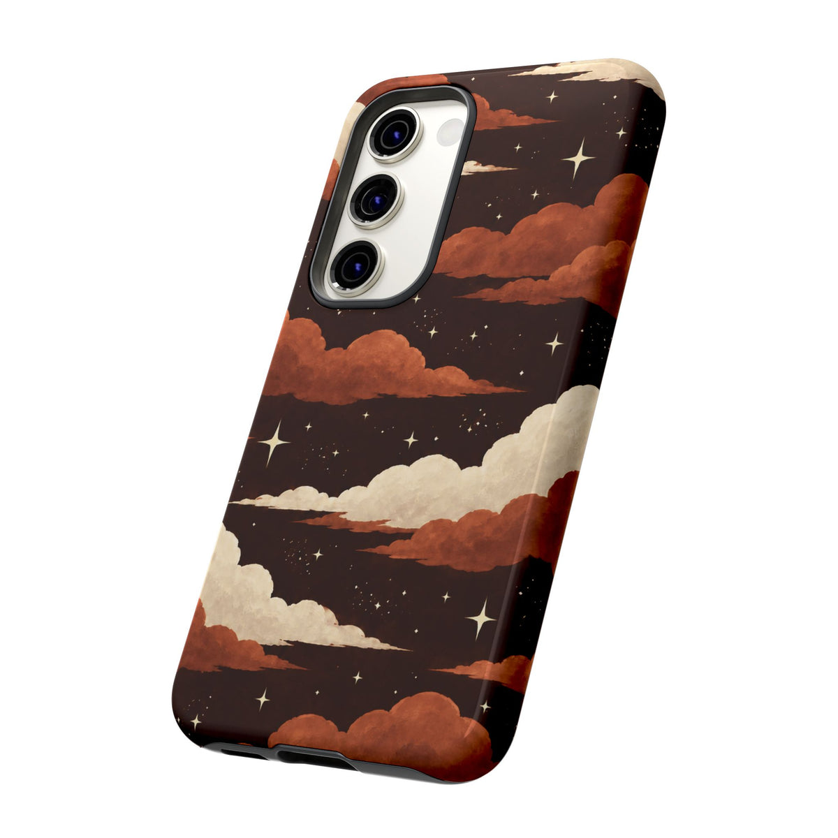 Illustrated Burnt Orange Clouds & Stars Phone Case
