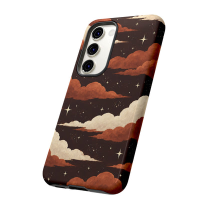 Illustrated Burnt Orange Clouds & Stars Phone Case
