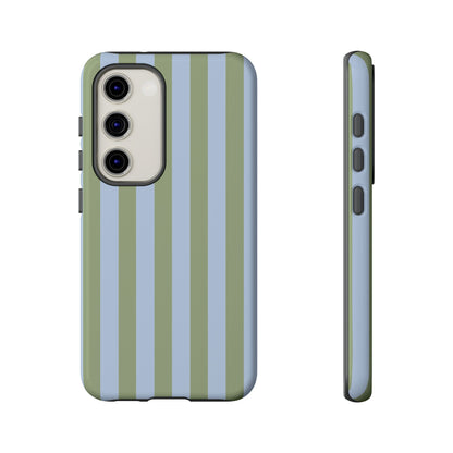Samsung Galaxy S23 / Glossy Phone Case - Trendy Ice Blue & Green Stripe Pattern Phone Case
